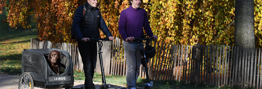 Trottinette électrique, mobil home, vacance au soleil